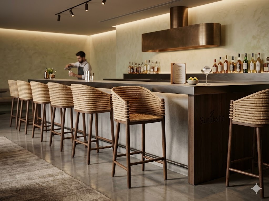 Enara Craft commercial interior — bespoke wooden furniture for cafe, restaurant and lounge spaces